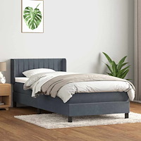 vidaXL Ramsäng med madrass mörkgrå 80x210 cm sammet