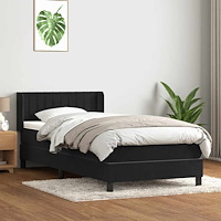 vidaXL Ramsäng med madrass svart 90x210 cm sammet