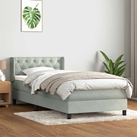 vidaXL Ramsäng med madrass ljusgrå 80x210 cm sammet