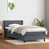 vidaXL Ramsäng med madrass mörkgrå 80x210 cm sammet