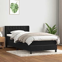 vidaXL Ramsäng med madrass svart 90x210 cm sammet