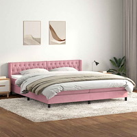 vidaXL Ramsäng med madrass rosa 200x210 cm sammet