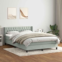 vidaXL Ramsäng med madrass ljusgrå 140x220 cm sammet