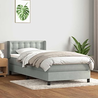 vidaXL Ramsäng med madrass ljusgrå 80x210 cm sammet