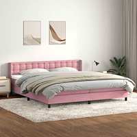 vidaXL Ramsäng med madrass rosa 200x210 cm sammet
