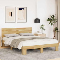 vidaXL Sängram med huvudgavel utan madrass 160x200 cm massivt trä ek