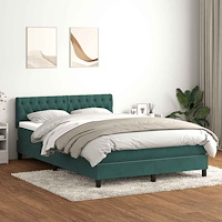 vidaXL Ramsäng med madrass mörkgrönt 140x210 cm sammet