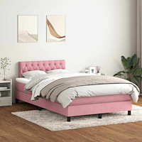 vidaXL Ramsäng med madrass rosa 120x220 cm sammet