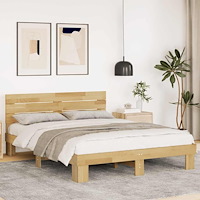 vidaXL Sängram med huvudgavel utan madrass 140x190 cm massivt trä ek