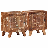 vidaXL Sängbord 2 st 40x32x46 cm massivt trä återvunnet