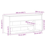 vidaXL Skobänk vit högglans 102x30,5x45 cm konstruerat trä