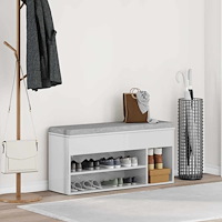 vidaXL Skobänk vit högglans 102x30,5x45 cm konstruerat trä