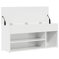 vidaXL Skobänk vit högglans 102x30,5x45 cm konstruerat trä