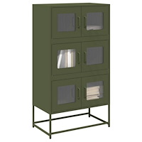 vidaXL Highboard olivgrön 68x39x123 cm stål