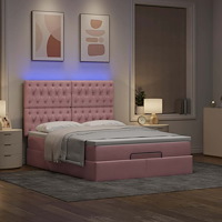 vidaXL Ottoman sängram med madrasser rosa 140x200 cm sammet