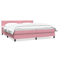 vidaXL Resårsäng med madrass rosa 180x220 cm sammet