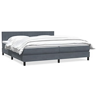 vidaXL Resårsäng med madrass mörkgrå 180x220 cm sammet