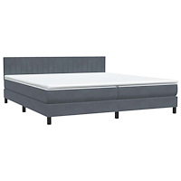 vidaXL Resårsäng med madrass mörkgrå 180x220 cm sammet