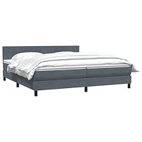 vidaXL Resårsäng med madrass mörkgrå 180x220 cm sammet