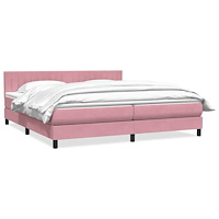 vidaXL Resårsäng med madrass rosa 180x220 cm sammet