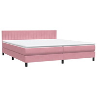 vidaXL Resårsäng med madrass rosa 180x220 cm sammet