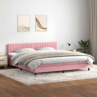vidaXL Resårsäng med madrass rosa 180x220 cm sammet