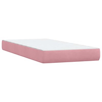 vidaXL Resårsäng med madrass rosa 180x220 cm sammet