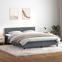 vidaXL Resårsäng med madrass mörkgrå 180x220 cm sammet
