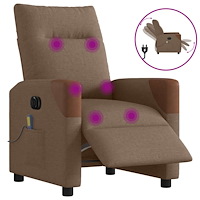 vidaXL Elektrisk massagefåtölj brun tyg