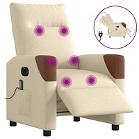 vidaXL Elektrisk massagefåtölj gräddvit tyg
