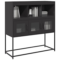 vidaXL Sidoskåp svart 100,5x39x107 cm kallvalsat stål