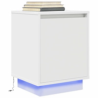 vidaXL Sängbord med LED-lampor vit 38x34x50 cm