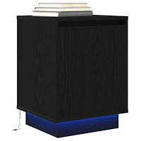 vidaXL Sängbord med LED-belysning svart 38x34x50 cm