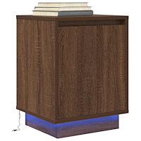 vidaXL Sängbord med LED-lampor brun ek 38x34x50 cm