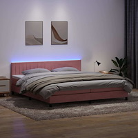 vidaXL Ramsäng med madrass rosa 200x210 cm sammet