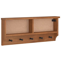 vidaXL Vägghängd klädhängare SANDNES 87x12x35 cm massiv trä furu