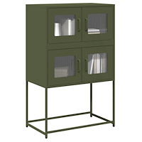 vidaXL Highboard olivgrön 68x39x107 cm stål