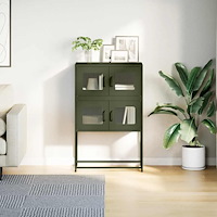 vidaXL Highboard olivgrön 68x39x107 cm stål