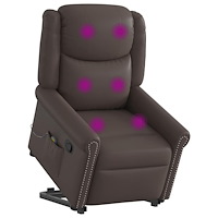 vidaXL Stå-upp massagestol glänsande brun konstläder