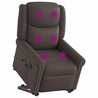 vidaXL Elektrisk stå-upp massagestol glänsande brun konstläder