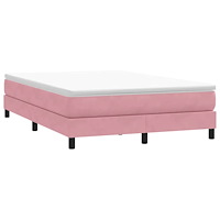 vidaXL Resårsäng utan madrass rosa 140x210 cm sammet