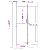 vidaXL Bokskåp åldrat trä 82,5x30,5x150 cm konstruerat trä