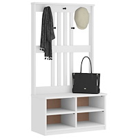 vidaXL Hallträd SANDNES vit 87x40x159,5cm massiv träfuru