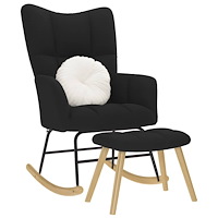 vidaXL Gungstol med fotpall svart tyg