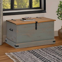 vidaXL Förvaringskista HALDEN grå 91x48x47 cm massiv trä furu