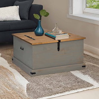 vidaXL Förvaringskista HALDEN grå 91x91x47 cm massiv trä furu