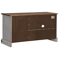 vidaXL TV-bänk HALDEN med skjutdörr vit 110x40x60 cm massivt trä