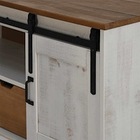 vidaXL TV-bänk HALDEN med skjutdörr vit 110x40x60 cm massivt trä