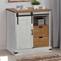 vidaXL Skänk HALDEN med skjutdörr vit 80x40x80 cm massivt trä