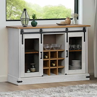 vidaXL Skänk HALDEN 2 skjutdörrar vit 112x40x80 cm massivt trä